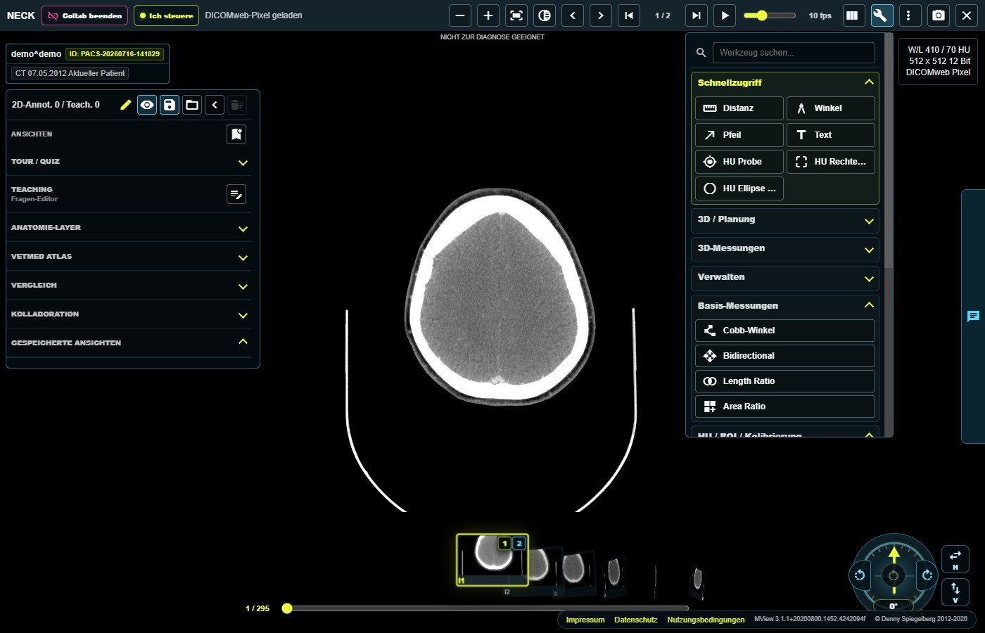 Echtes Werkzeugmenü im PawPacs/MView-2D-Viewer